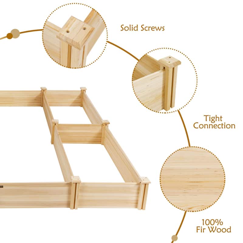 Gymax Raised Garden Bed 92.5x95x11in Wooden Garden Box Planter