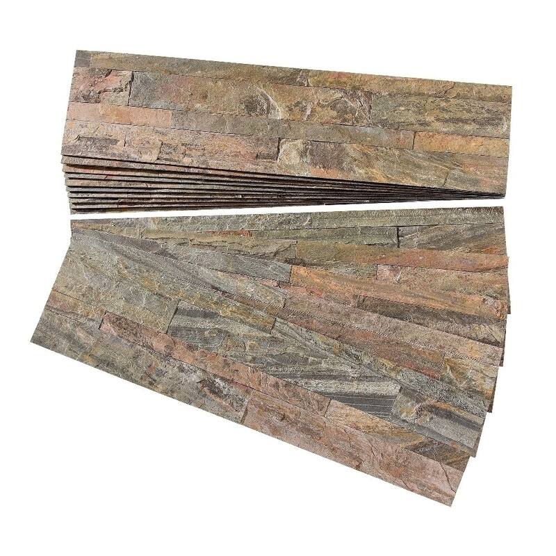 Aspect Peel and Stick Stone Overlay Kitchen Backsplash - Weathered Quartz (Approx. 15 sq ft Kit) - 15 Sq Ft Kit