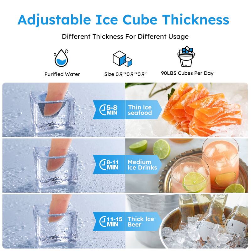 Ice Maker Commercial Ice Machine Stainless Steel Commercial Ice Maker Large Capacity Self-Cleaning