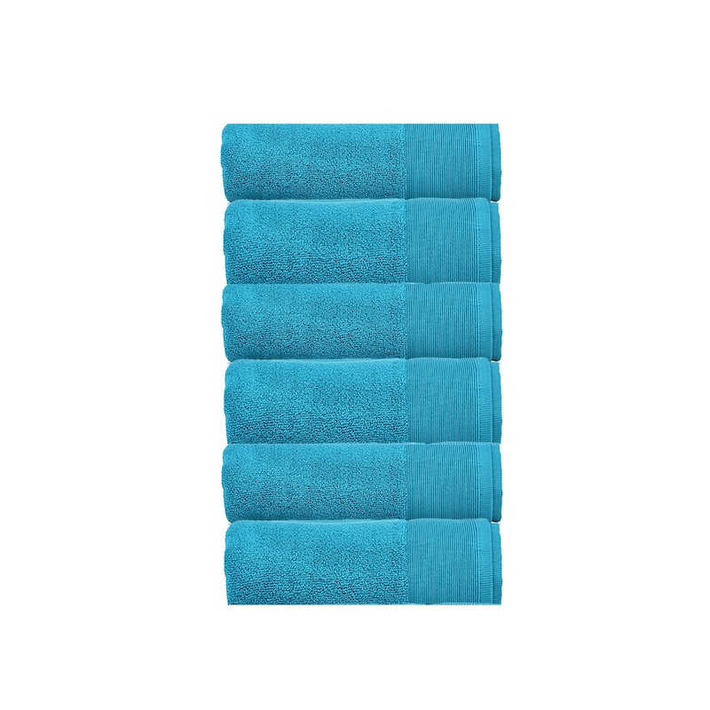 Fabstyles Camelot Face Towel Zero Twist 600 GSM Cotton Set of 6 - 13"x13" - Ice Blue