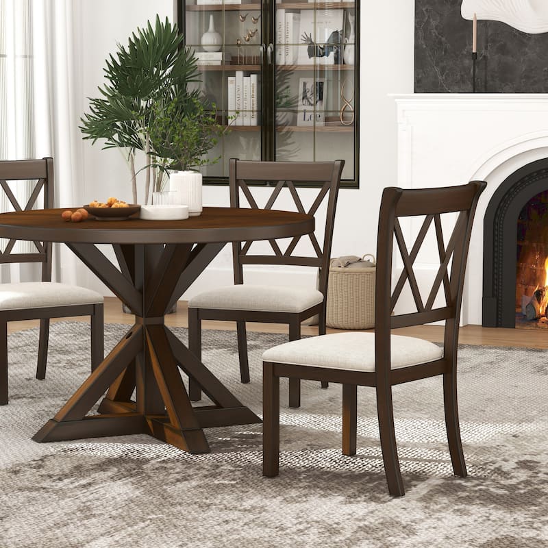 Roundhill Furniture Windvale 5-pc. Cross-back Wood Dining Set