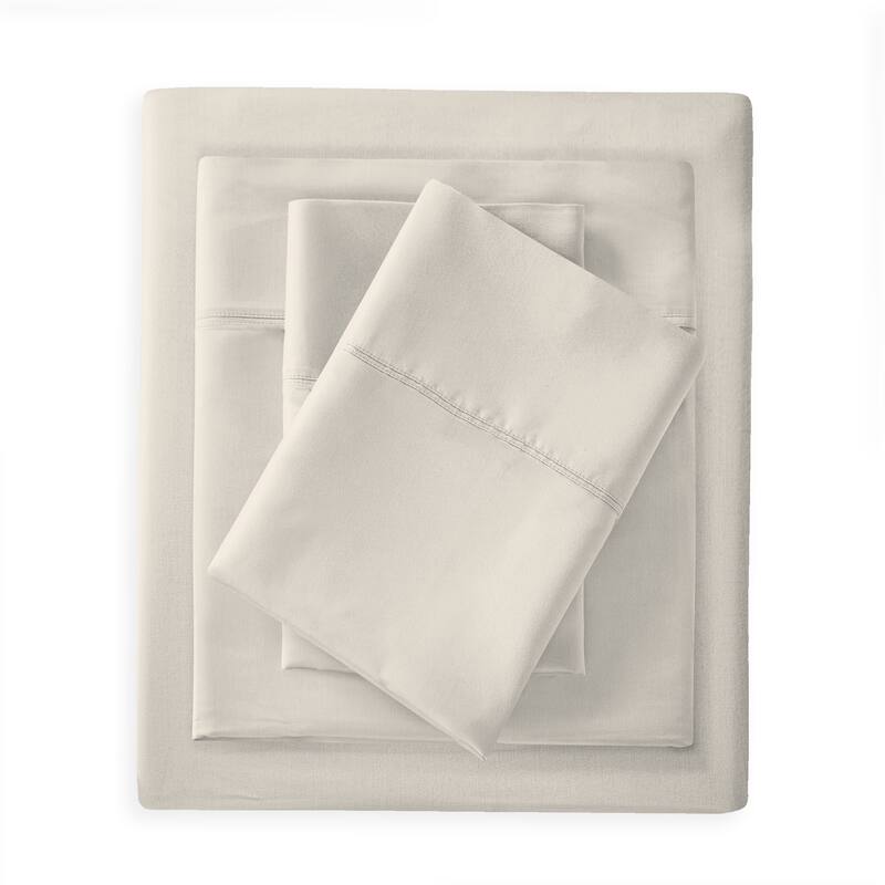 Purity Home 300TC Organic 100% Cotton Cool Crisp Percale Sheet Set - Off-White - Full