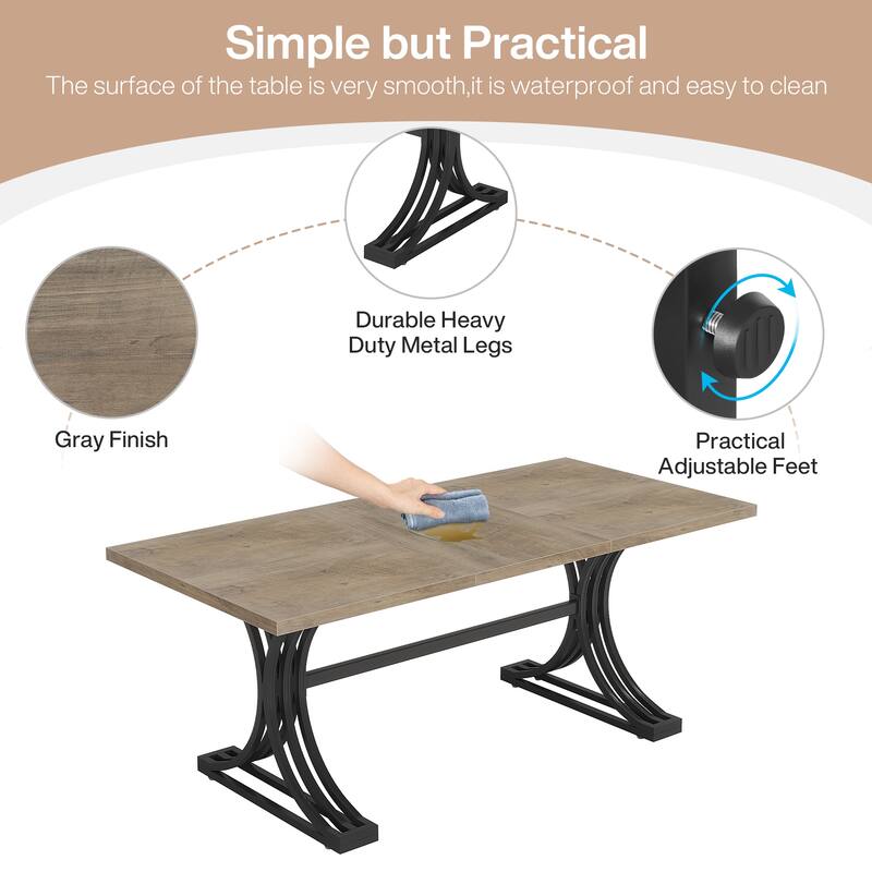 63'' Modern Executive Computer Desk with Trestles Legs, Large Writing Table for Home Office