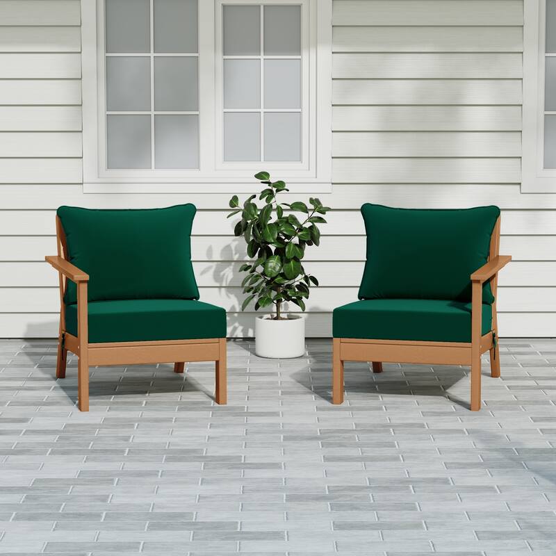 Polytrends Birchwood All Weather HDPE Outdoor Patio Deep Seating Teak Loveseat (2-Piece)