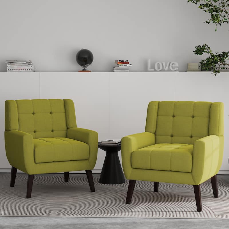 Tufted Arm Chair Upholstered Lounge Chair(Set of 2)