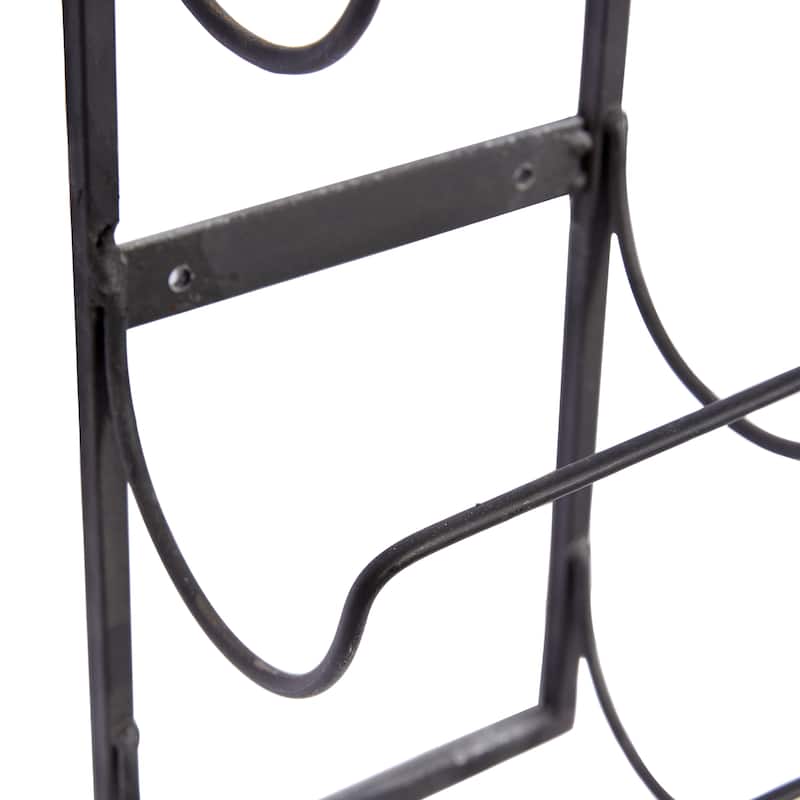 Metal 5 Bottle Wall Wine Rack - Black - Roche River Decor - 5"W x 6"L x 25"H