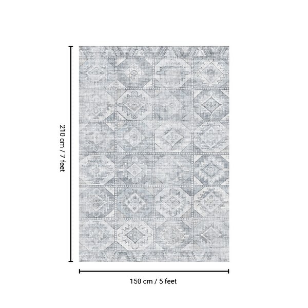 dimension image slide 6 of 16, Washable Vintage Area Rug Modern Abstract Soft Rug