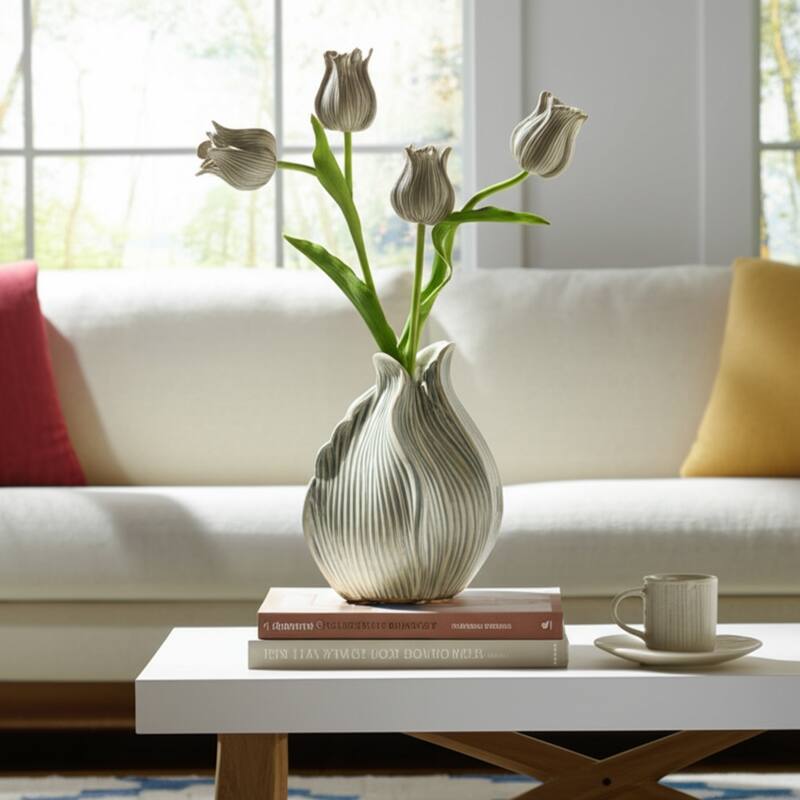 Ceramic Decorative Vase Handcrafted Unique Sculptural Curved Design