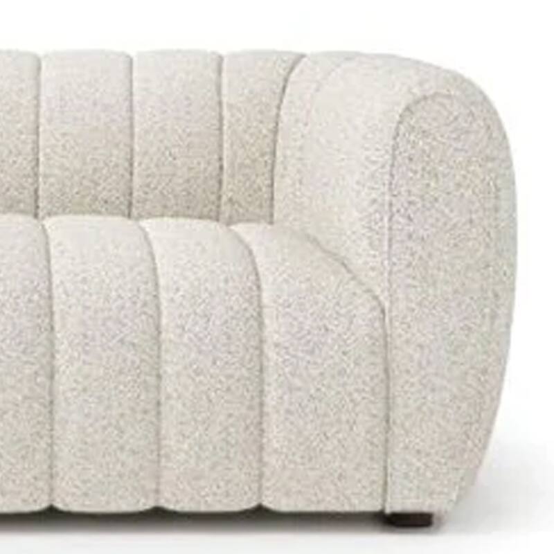 Hery Sofa and Loveseat Set, White Boucle, Vertical Channel Tufting