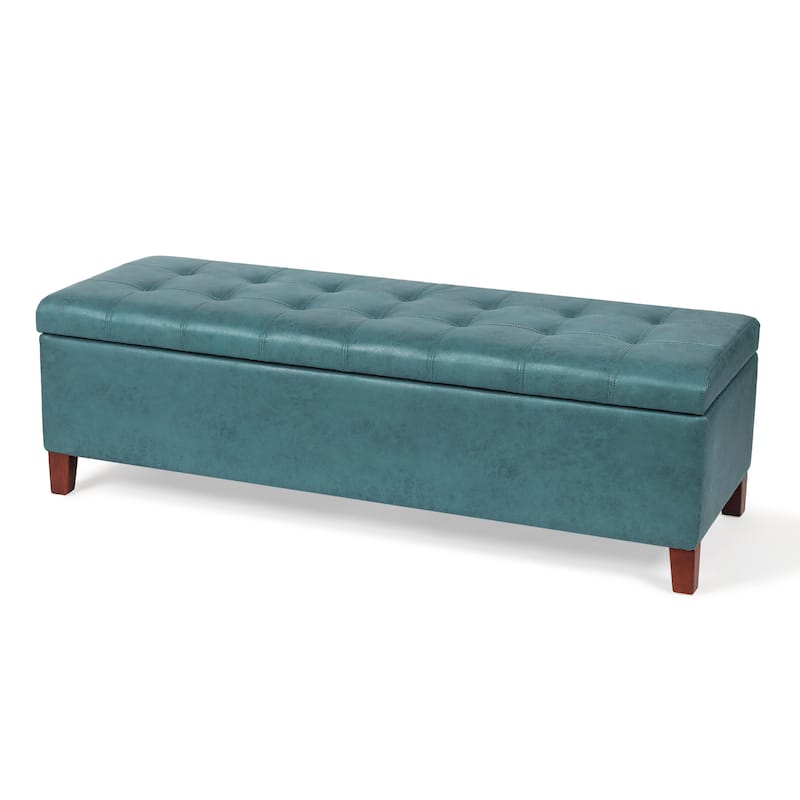 Adeco 50" Bonded Leather Storage Ottoman Bench