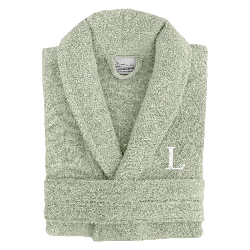 Authentic Hotel Spa Unisex Turkish Cotton Terry Cloth Bath Robe with single letter White Bookman Monogram. - S/M - L