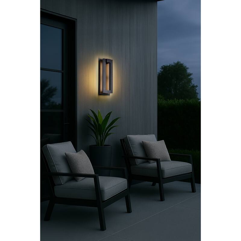Crew 32 Watt 15 Inch LED Outdoor Sconce Sand Black Finish - Sand Black