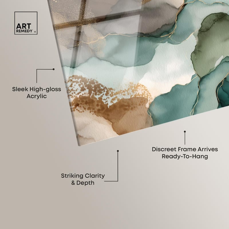 Golden Estuary I Acrylic by Art Remedy, Ready to Hang