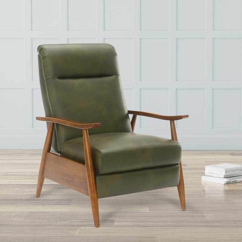 Sarasota Wood Arm Push Back Recliner - Fern Green