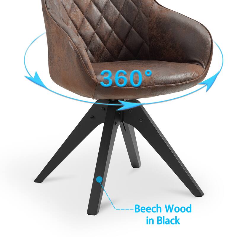 Art Leon Classical Swivel Office Accent Chair with Wood Legs