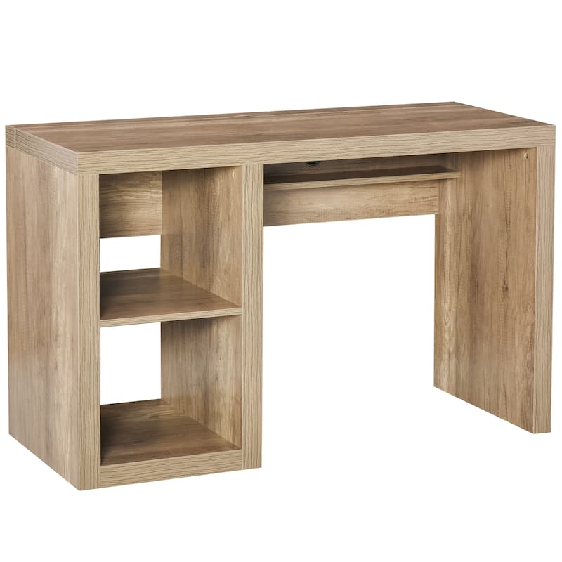 HOMCOM Rectangle Computer Desk with Thick Board and Display Shelves for Home Office Table Workstation