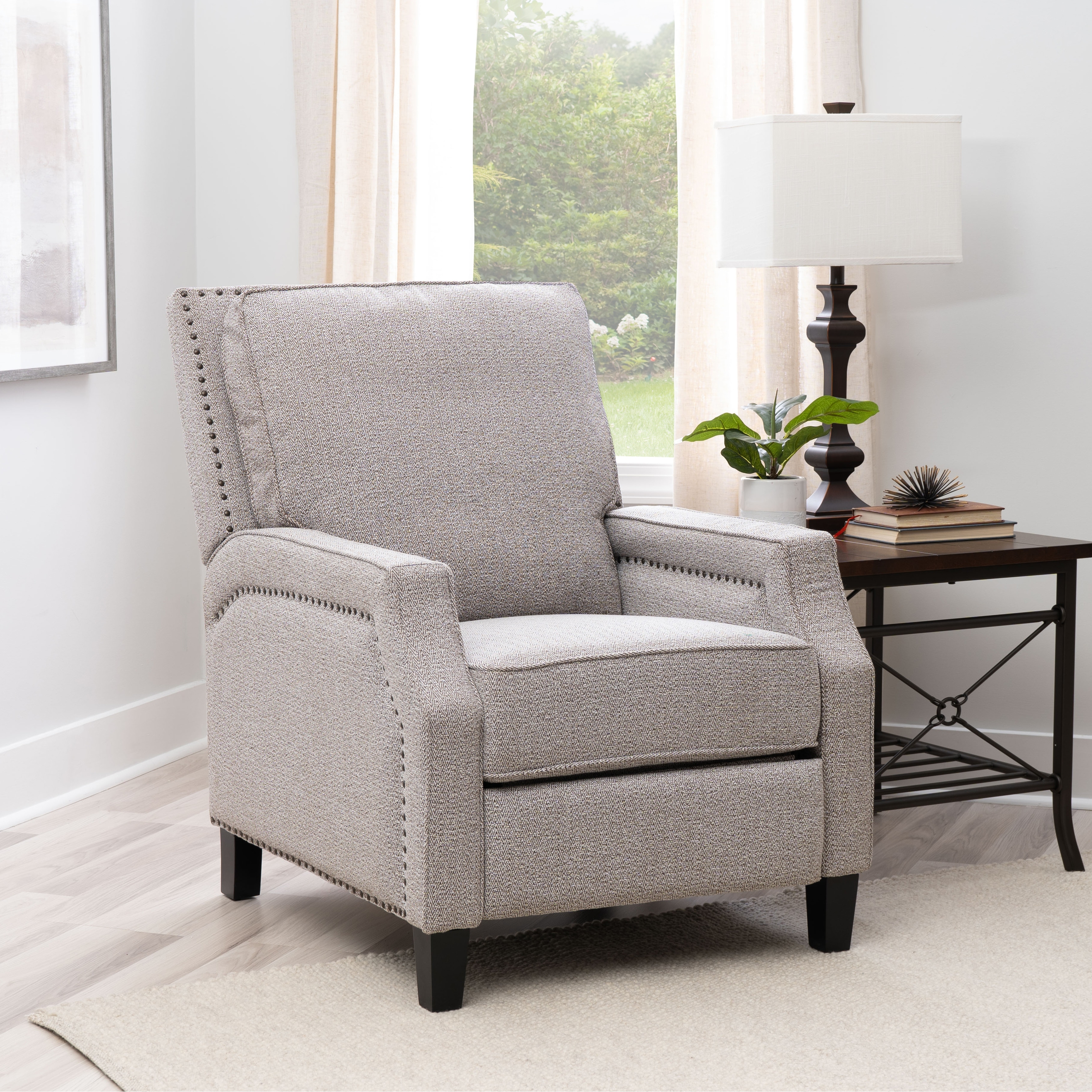 Linon Ferland Upholstered Push Back Recliner
