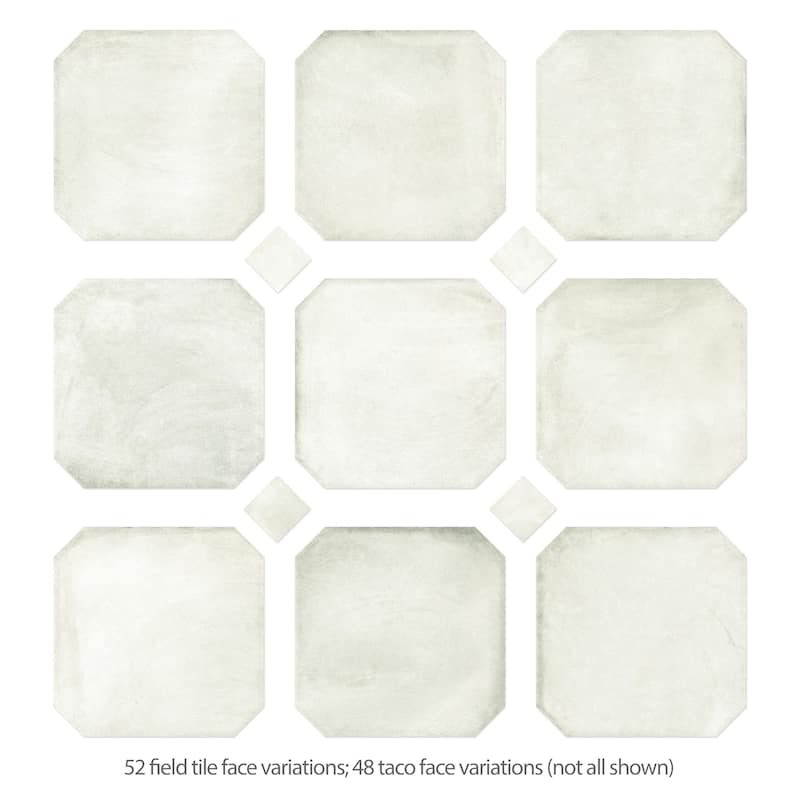 Merola Tile Laverton Octagon Nieve with Taco Nieve 7-7/8" x 7-7/8" Porcelain Floor and Wall Tile