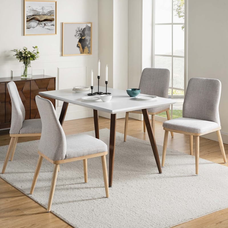 Emilia Mid-century Modern Upholstered Dining Chair Set of 4 by HULALA HOME - GREY