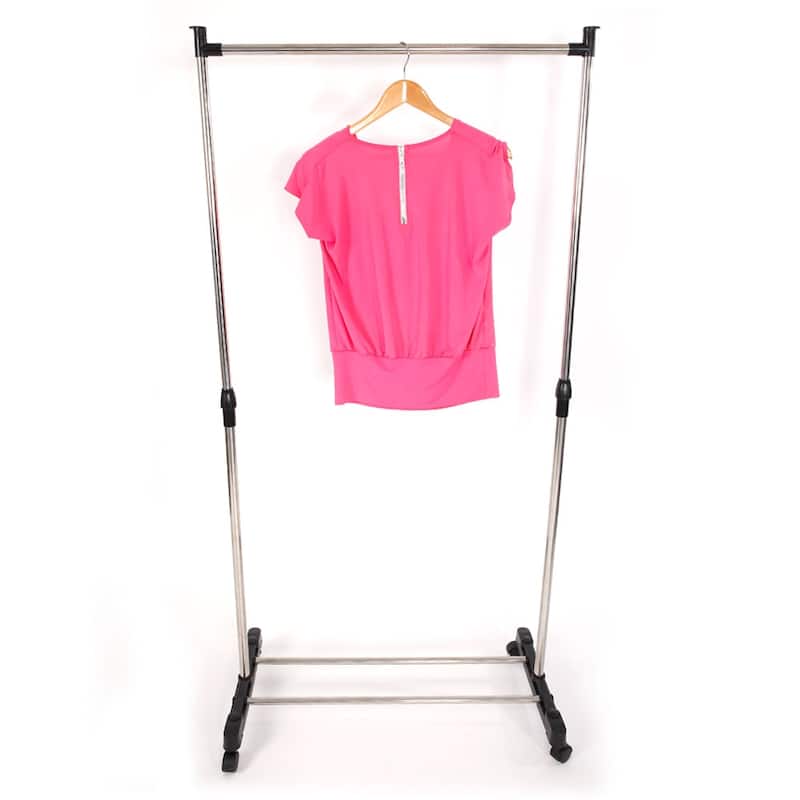 32'' Vertically & Horizontally-stretching Stand Clothes Rack(Single/Double-bar)