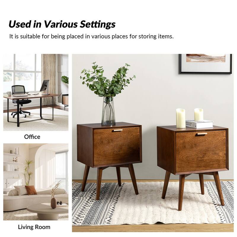 Isabel Mid-Century 2 - Drawer Wood End Table by HULALA HOME