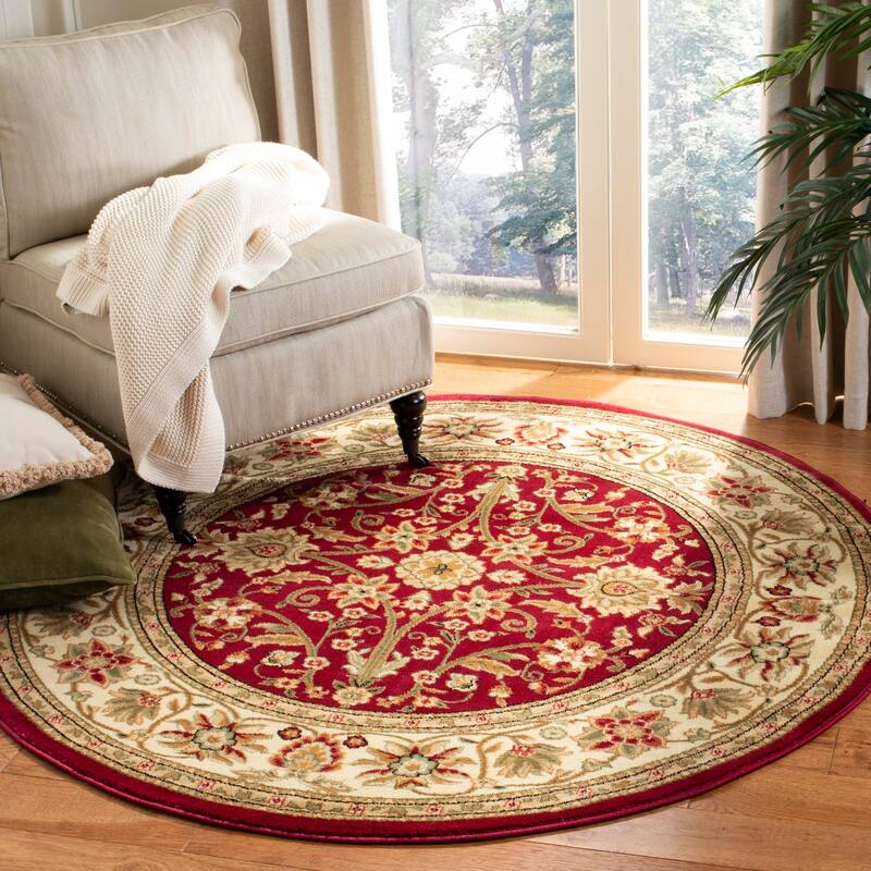 SAFAVIEH Lyndhurst Ambrogina Traditional Area Rug - 3'3" x 3'3"Round - Red/Ivory