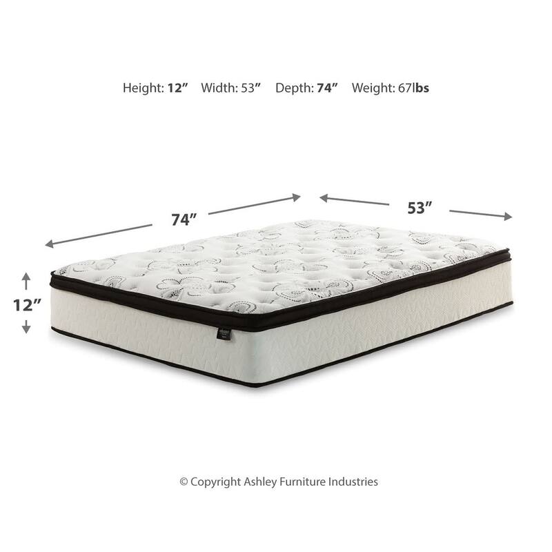 Full Size Chime 12 Inch Medium Firm Hybrid Mattress with Cooling Gel Memory Foam , White
