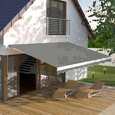 VEIKOUS 12'x10' Outdoor Retractable Patio Awning Sun Shade Cover for Patio, Balcony and Yard