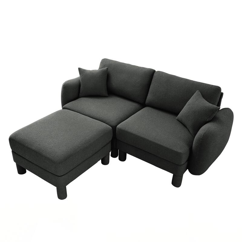 2-seater Loveseat Sofa Couch With Distinctive Shell-shaped Armrests And Removable Ottoman