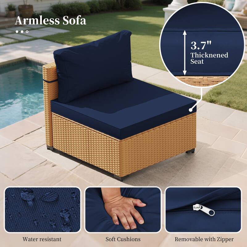 UPHA 7-Piece Rattan Patio Sofa Conversation Set with Cushions