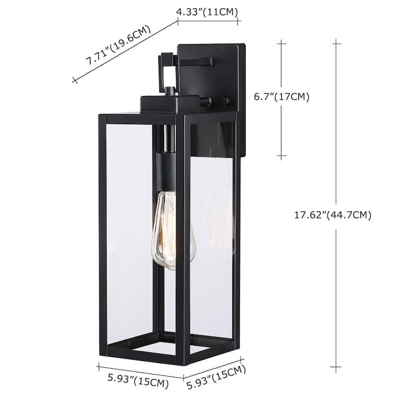 2-pack 1-Light 18 inch Matte Black Outdoor Wall Lantern with Clear Glass Shade(dusk to dawn could be chosen)