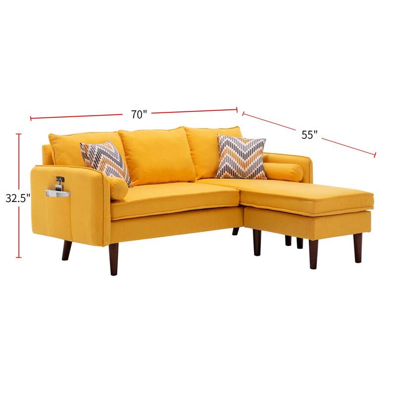 Sectional Sofa Chaise with USB Charger