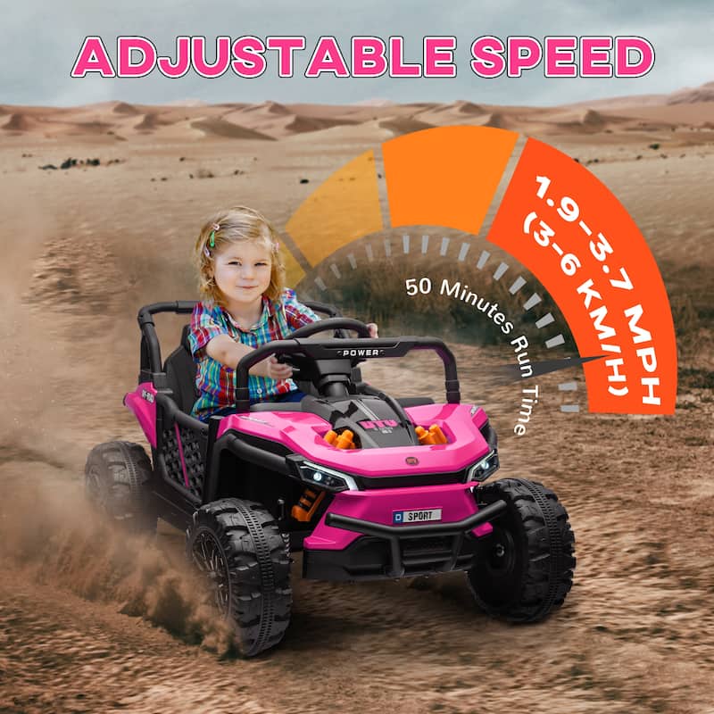 12V Kids Electric Car with Parent Remote, Ride-On Car Off-Road Toy Car All-Terrain Car with LED Light