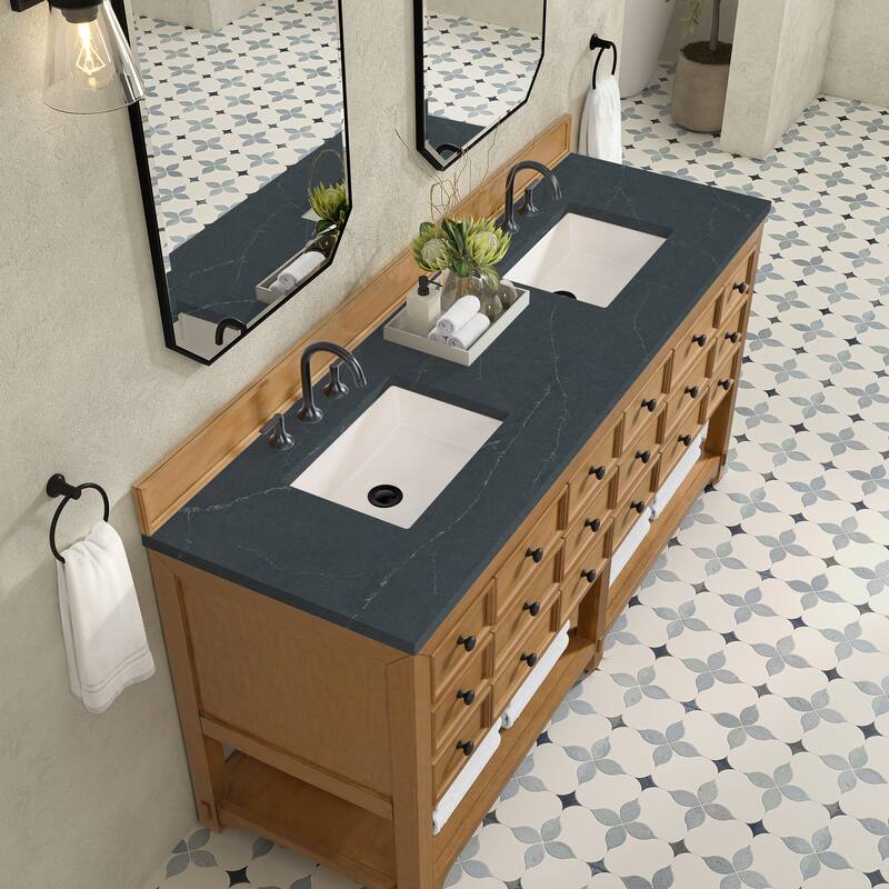 Malibu 72" Double Vanity Cabinet, Amber Birch