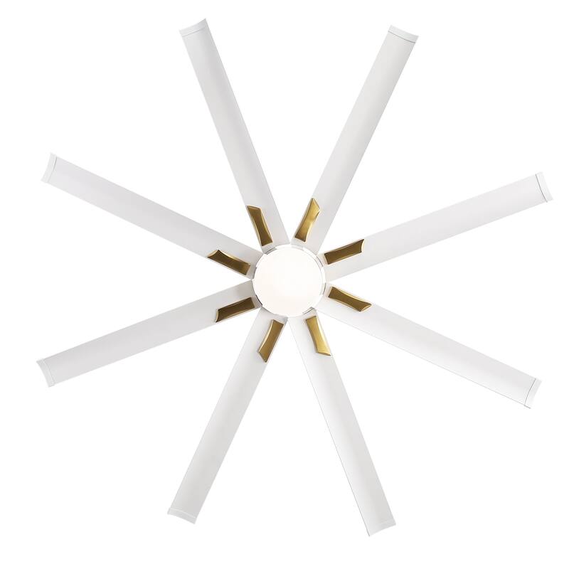 72" Gold LED Ceiling Fan with Light Kit and Remote-8 Aluminum blade