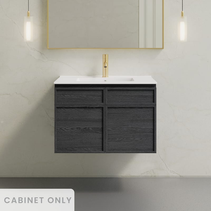 St. Tropez 30" Wall-Mounted Bathroom Vanity Cabinet Without Top In Black Oak - 30