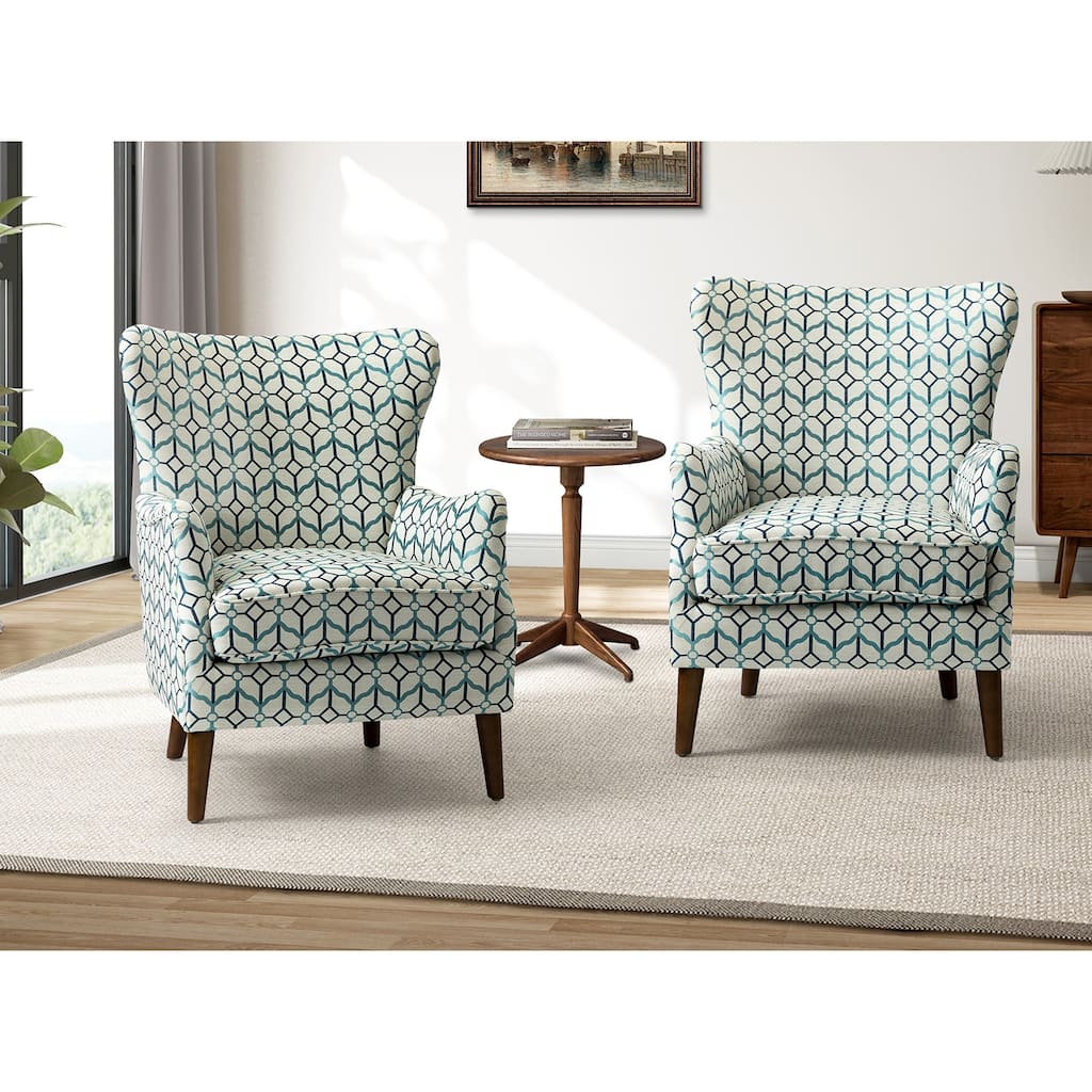 Nikolaus Armchair with Floral Fabric Pattern Set of 2 by HULALA HOME