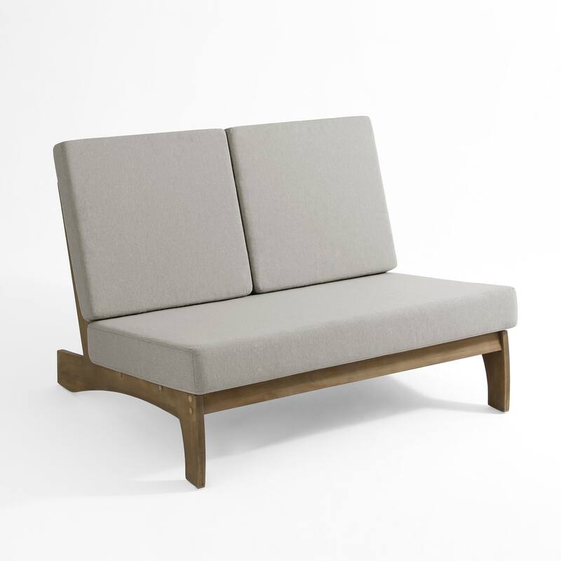 Outdoor Teak Wood Patio Loveseat with Cushions