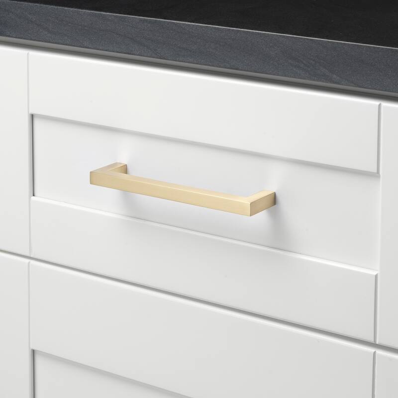GlideRite 6-5/16 in. Center to Center Solid Square Bar Pull Champagne Gold - 21683-160-CHPG
