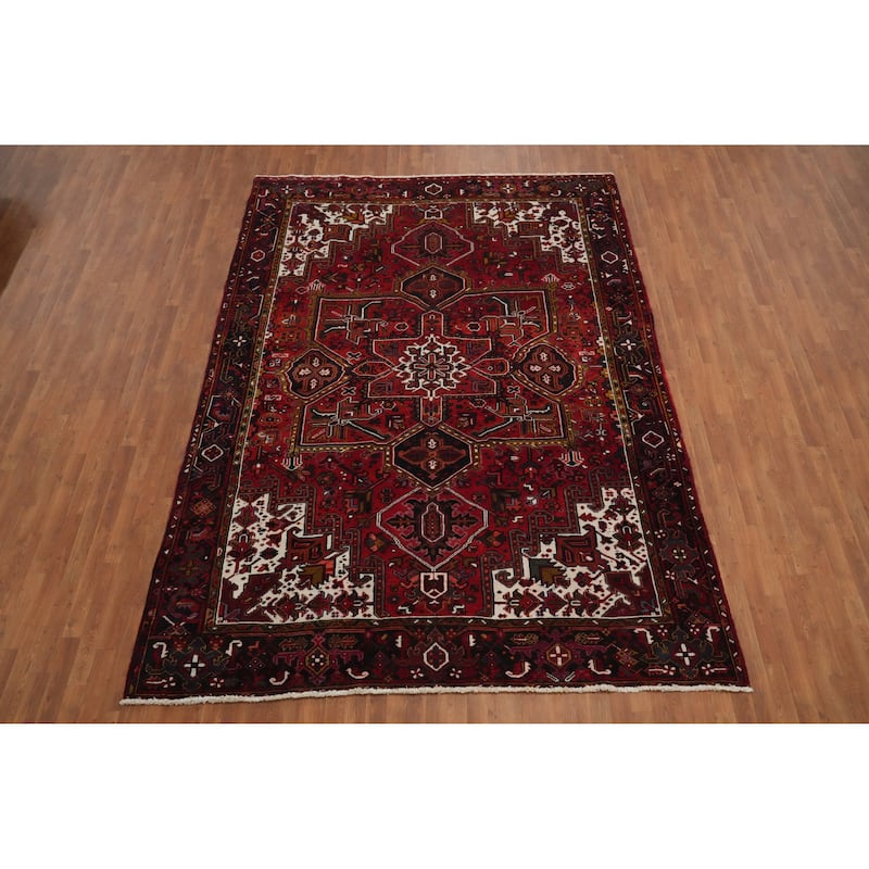 Hand Knotted Oriental 100% Wool Carpet Traditional Medallion Red Heriz Area Rug - 11' 4'' X 8' 4''