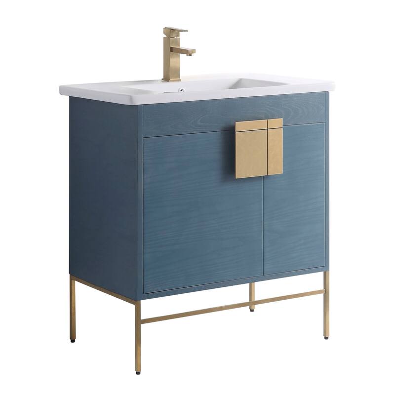 Modern Bathroom Vanity Set, Vireous China Sink Top 30"