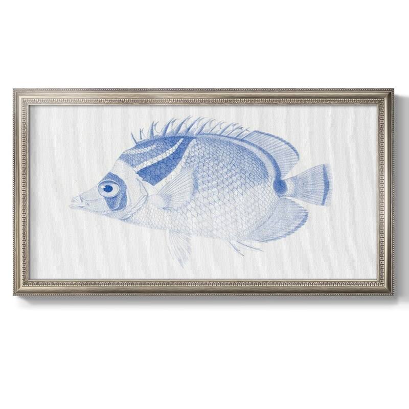 Blue & White Tropical Fish IV Premium Framed Canvas- Ready to Hang