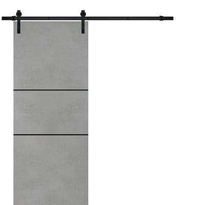 Sturdy Barn Door 36 x 80 Planum 0014 Concrete with 6.6FT