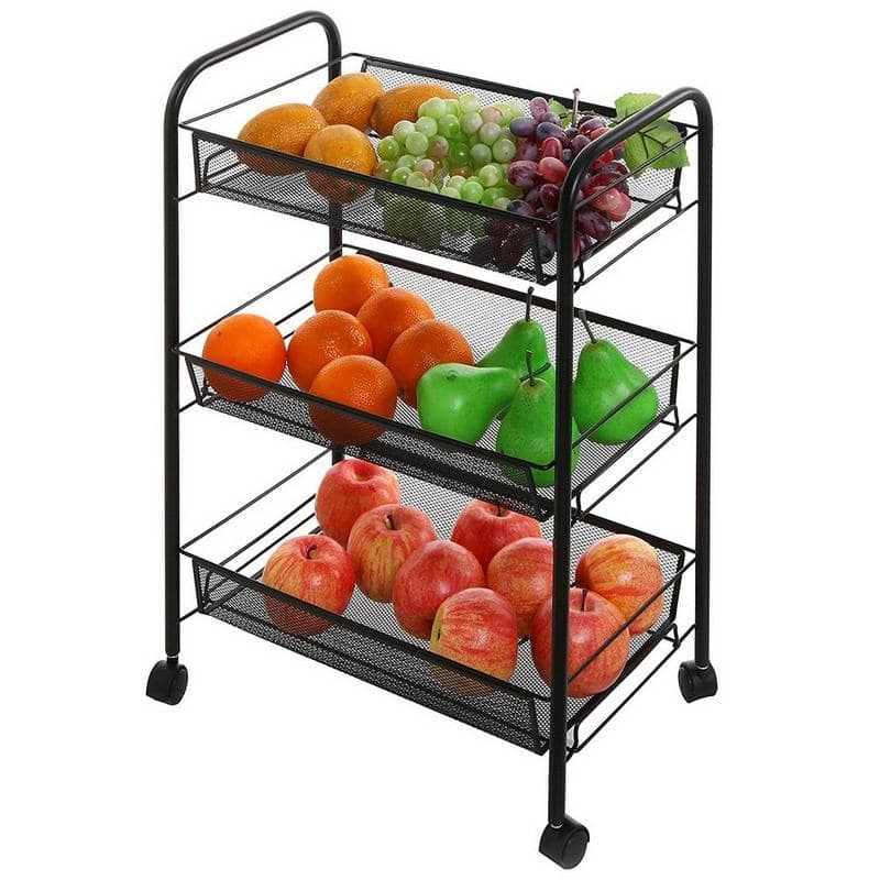 3/4/5 Tier Storage Trolley Rolling Island Kitchen Cart with Hooks