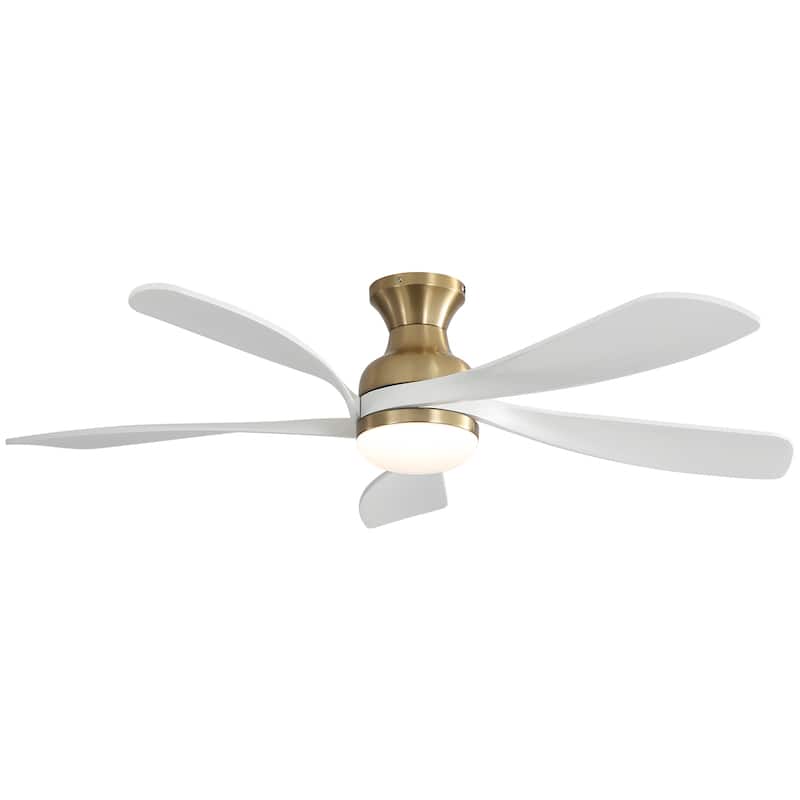 42“/52"/60"/48" Noiseless Walnut Wood Ceiling Fan with Remote Control, Integrated Light Optional