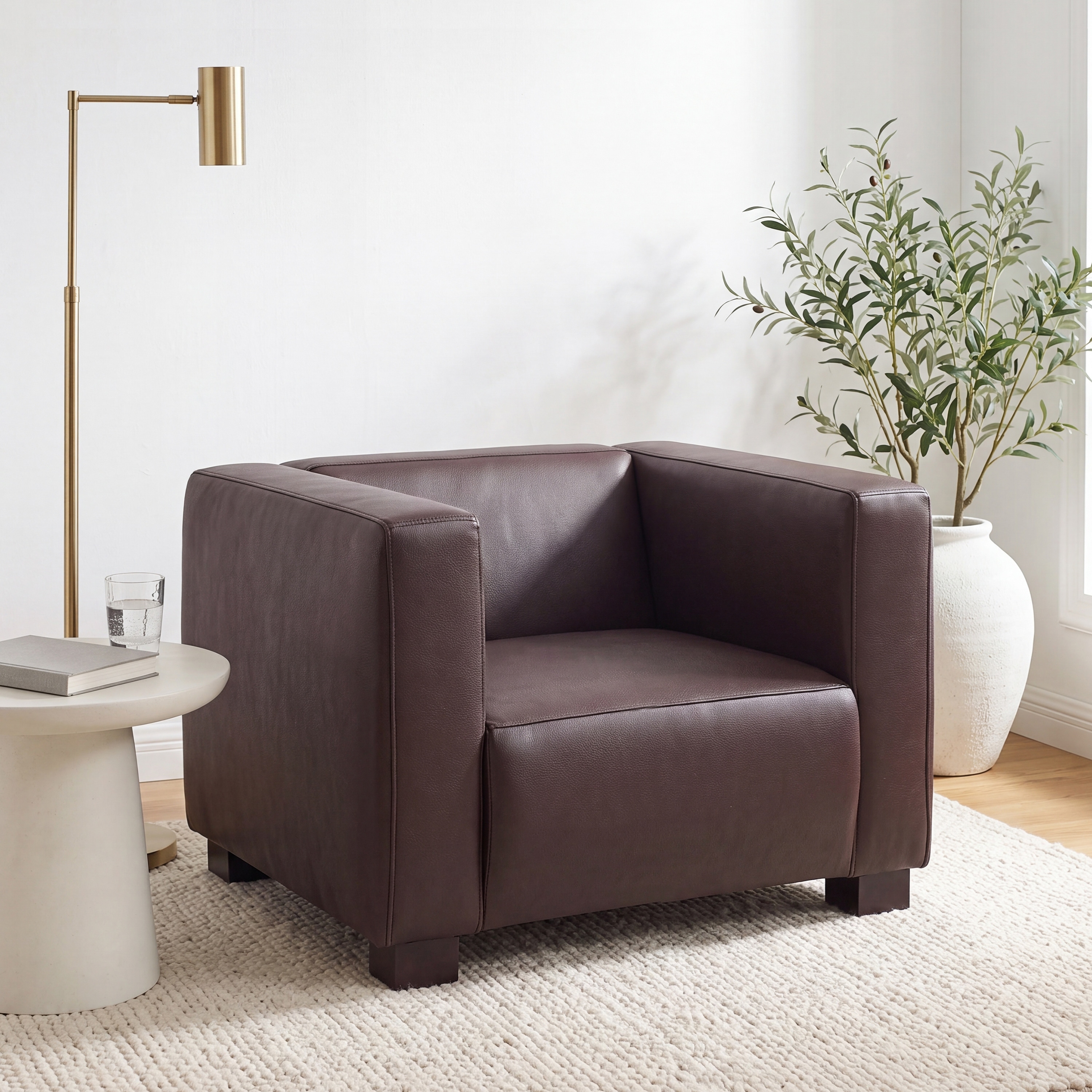 Goyette Faux Leather Club Chair by Christopher Knight Home