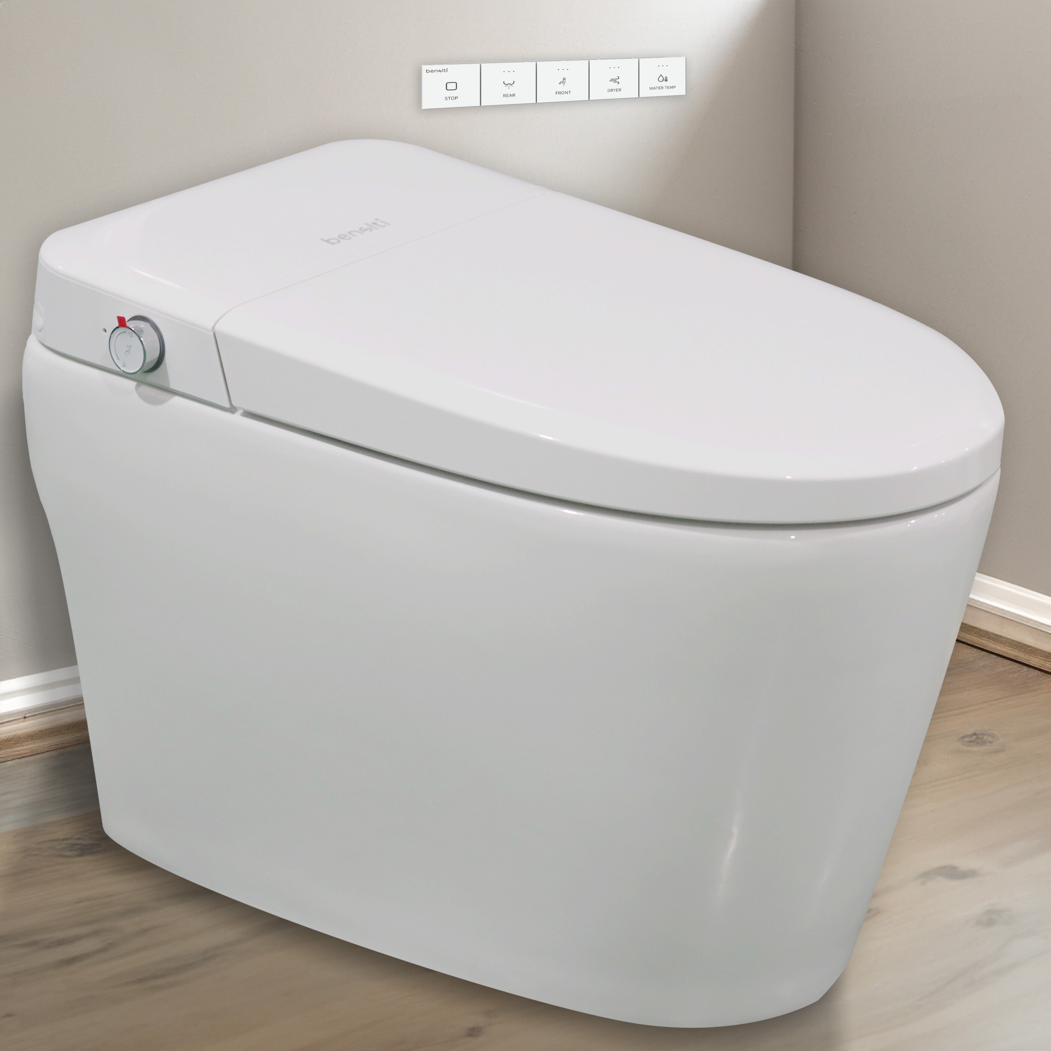 BENOLTI BN-6100S: Tankless Elongated Smart Bidet Toilet with Auto Flush & Heated Seat in White