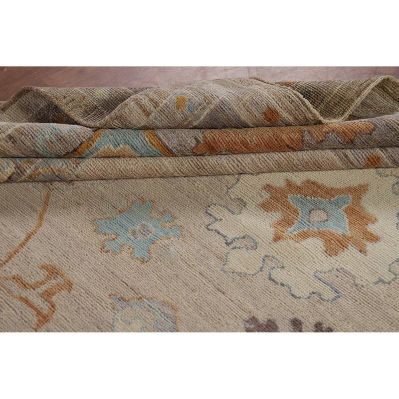 Hand Knotted Oriental 100% Wool Carpet Transitional All-Over Beige & Ivories Oushak Area Rug - 10' 0'' X 8' 2''