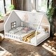 preview thumbnail 14 of 21, Full Size Wood House Bed with Window and Fence,