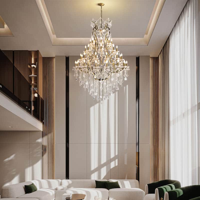KAYLA Large Crystal Chandelier 28-49in Chandelier Light Fixture Modern Maria Theresa Crystal Chandeliers